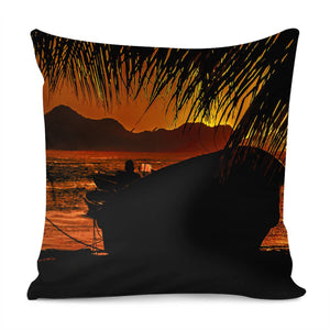 Taganga Bay Sunset Scene, Colombia Pillow Cover