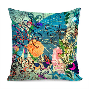 Graffiti Butterfly Roses Pillow Cover