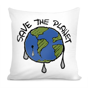 Save The Planet Concept Drawing Pillow Cover