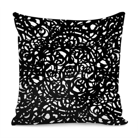 Image of Black And White Abstract Intricate Print Pillow Cover