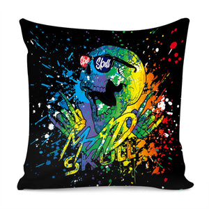 Colored Skull Pillow Cover