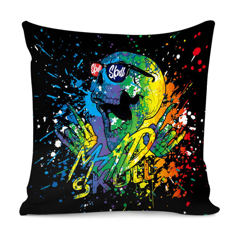 Image of Colored Skull Pillow Cover