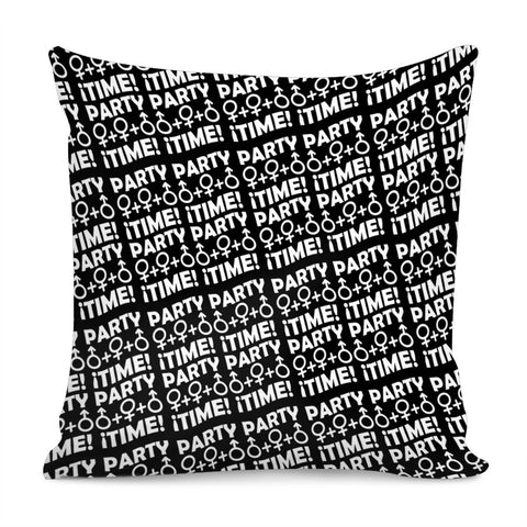 Image of Party Time Concept Typographic Pattern Pillow Cover