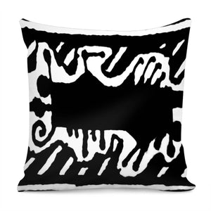 Prehistoric Style Symbol Artwork Drawing Pillow Cover