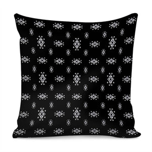 Black And White Ethnic Symbols Motif Pattern Pillow Cover