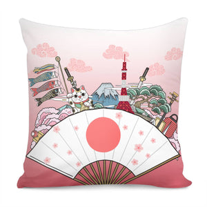 Japanese Folding Fan Pillow Cover