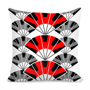 Japanese And Folding Fans And Colors Pillow Cover