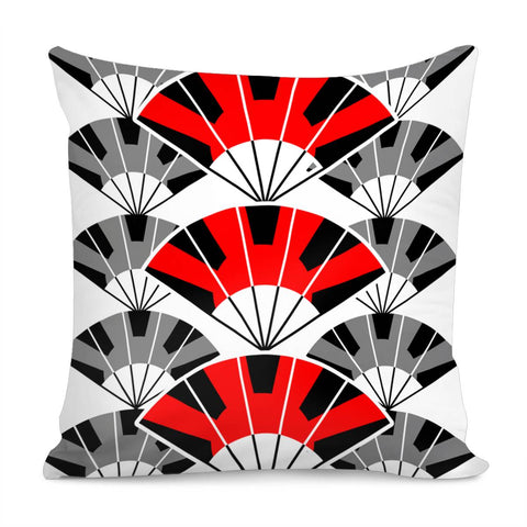 Image of Japanese And Folding Fans And Colors Pillow Cover