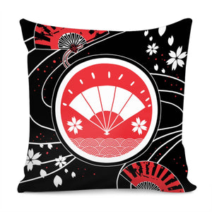 Japanese And Folding Fans And Colors Pillow Cover