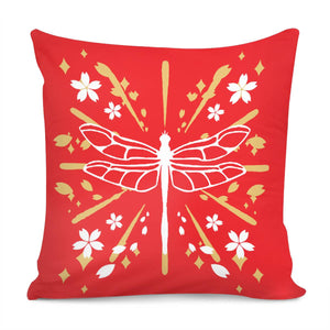 Japan And Dragonflies And Color Pillow Cover