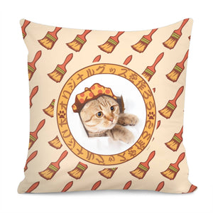 Cat And Japan And Fonts And Brushes Pillow Cover