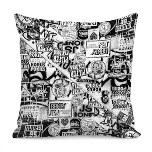 Black And White Urban Collage Print Pillow Cover