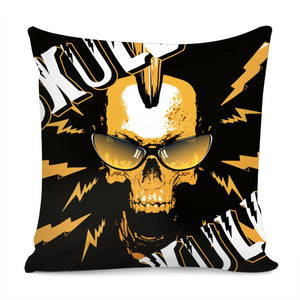 Skull And Eyes And Lightning And Fonts Pillow Cover