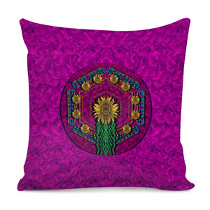 Sun Flower  Fall  In A Golden Mandala Pillow Cover