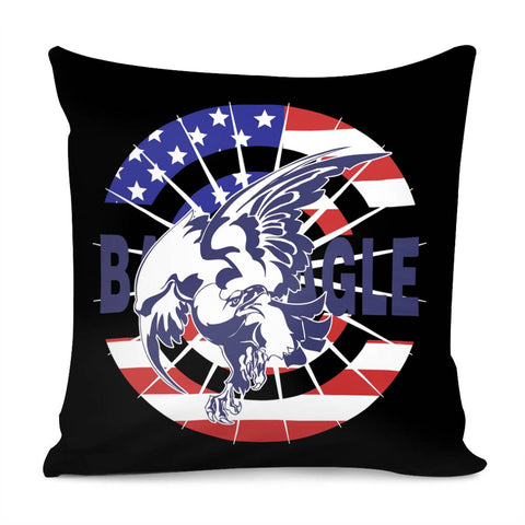 Image of Bald Eagle And American Flag Pillow Cover