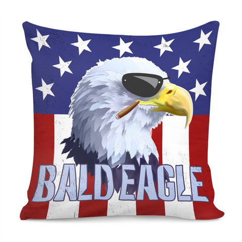 Image of Bald Eagle And American Flag Pillow Cover