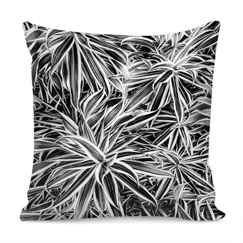 Image of Black And White Tropical Print Pillow Cover