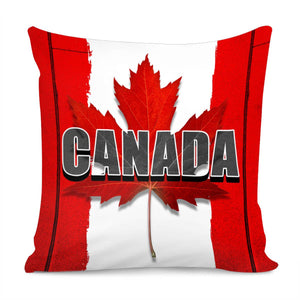 Maple Leaf And Canadian Flag Pillow Cover