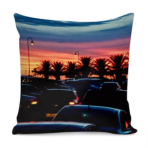 Urban Sunset Scene, Punta Del Este - Uruguay Pillow Cover