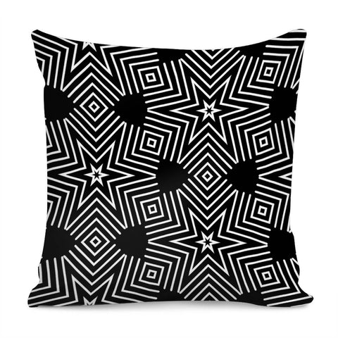 Image of Pattern Abstrait Etoiles Blanc/Noir Pillow Cover