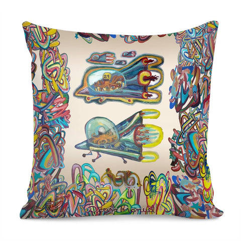 Image of A Lot Of Things 4 And Spaceship 5 Pillow Cover