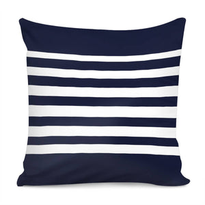 Bandes Blanc/Marine Pillow Cover