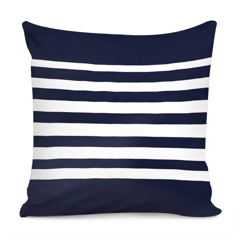 Image of Bandes Blanc/Marine Pillow Cover