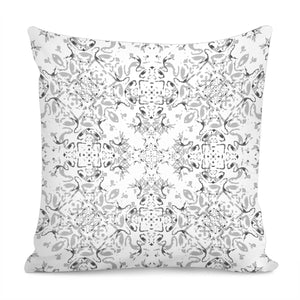 Black And White Decorative Ornate Pattern Pillow Cover