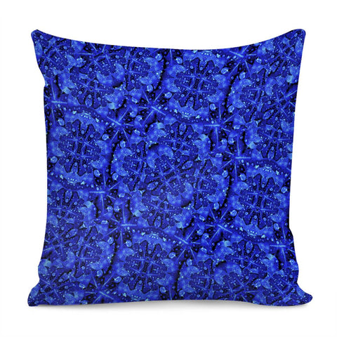 Image of Blue Fancy Ornate Print Pattern Pillow Cover