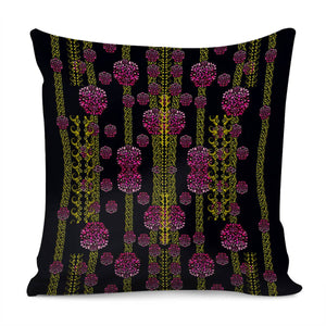 Wild Flowers On Black Pillow Cover