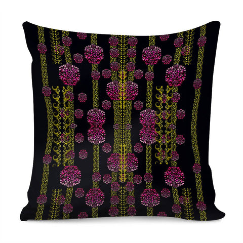 Image of Wild Flowers On Black Pillow Cover