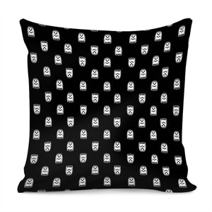 Sketchy Cartoon Ghost Drawing Motif Pattern Pillow Cover