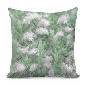 Green And White Textured Botanical Motif Manipulated Photo Pillow Cover