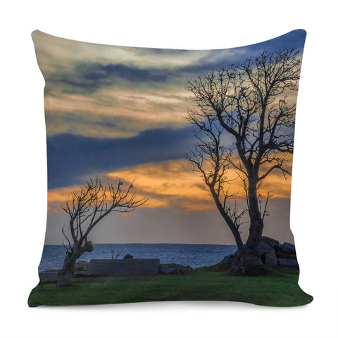 Image of Sunset Scene At Waterfront Boardwalk, Montevideo Uruguay Pillow Cover