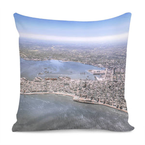 Montevideo City Aerial View Shot Pillow Cover