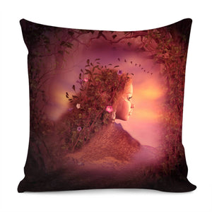 The Girl And The Rock In The Night Pillow Cover