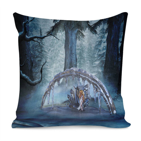 Image of Ice Fairy In A Winter Landscape Pillow Cover