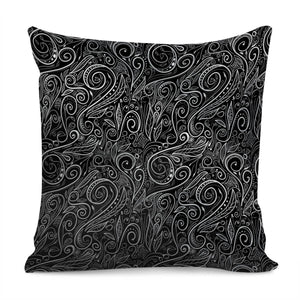 Black Silver Damasks Pillow Cover