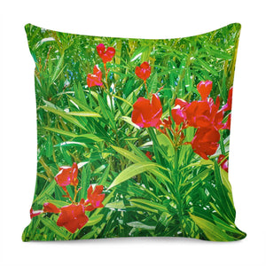 Flowers And Green Plants At Outdoor Garden Pillow Cover