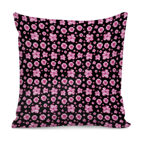 Image of Pink And Black Floral Collage Print Pillow Cover