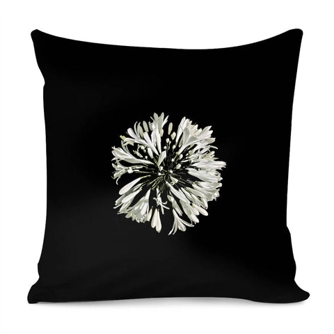 Image of White Stylized Radial Flower Artwork Pillow Cover