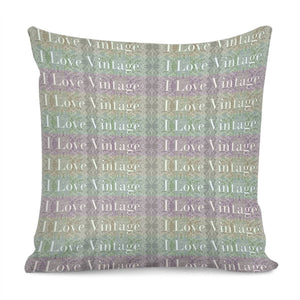 I Love Vintage Phrase Motif Striped Pattern Design Pillow Cover