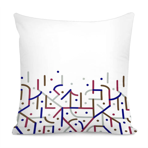 Image of Lines And Dots Motif Geometric Print Pillow Cover