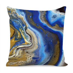 Photo Peinture Acrylic Bleu/Doré Pillow Cover