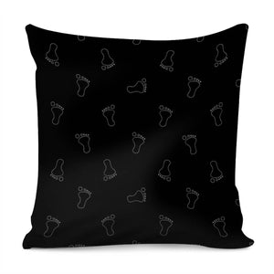 Neon Style Black And White Footprints Motif Pattern Pillow Cover