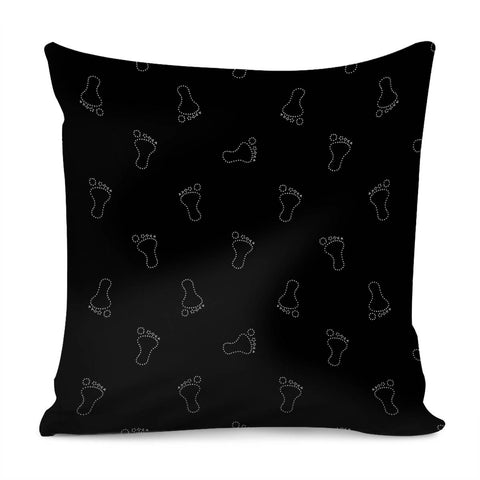 Image of Neon Style Black And White Footprints Motif Pattern Pillow Cover
