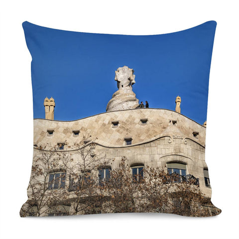 Image of Gaudi, La Pedrera Building, Barcelona - Spain Pillow Cover