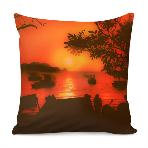 Image of Sunset At Caribbean Bay Of Taganga Colombia Pillow Cover