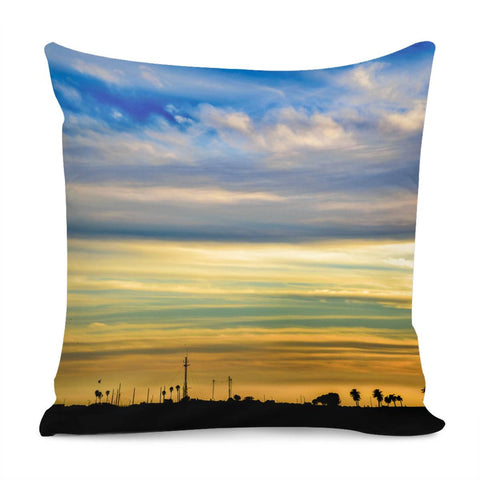 Image of Countryside Sunset Silhouette Landscape Scene Pillow Cover