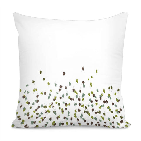 Image of Multicolor Leaves Motif Pattern Print Pillow Cover